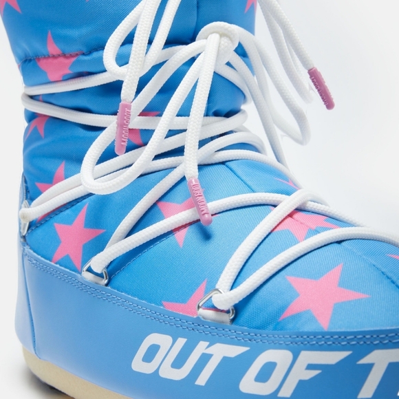Moon Boot Stars Low Snow Boots Moon Boot Icon Light Low Blue Stars Print Boots - Picture 3 of 17